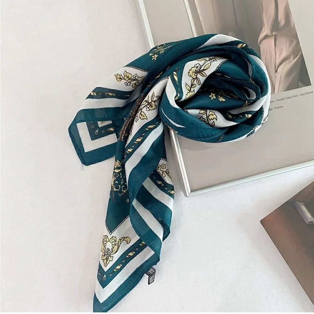 Green Dainty Floral Silky Scarf